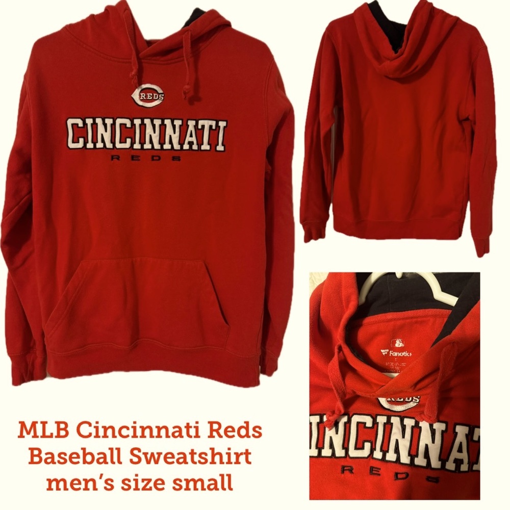 MLB Cincinnati Reds Baseball Sweatshirt Hoodie. Men: Small